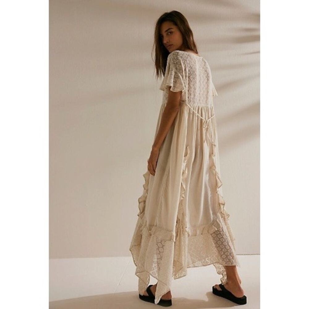 Free People Ethereal Bohemian Bring The Romance Midi Maxi Dress Ivory Small - Picture 6 of 14